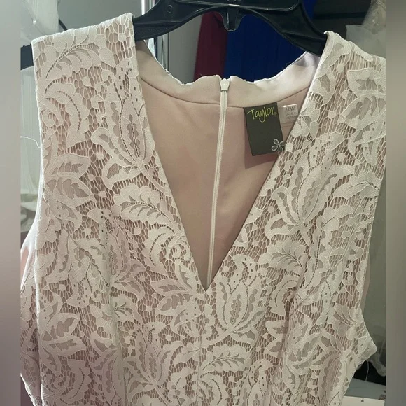 Ivory & Nude Lace High-Low Dress - Picture 3 of 7